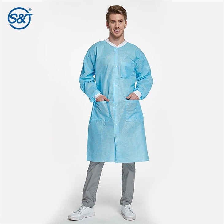 light blue disposable lab coat